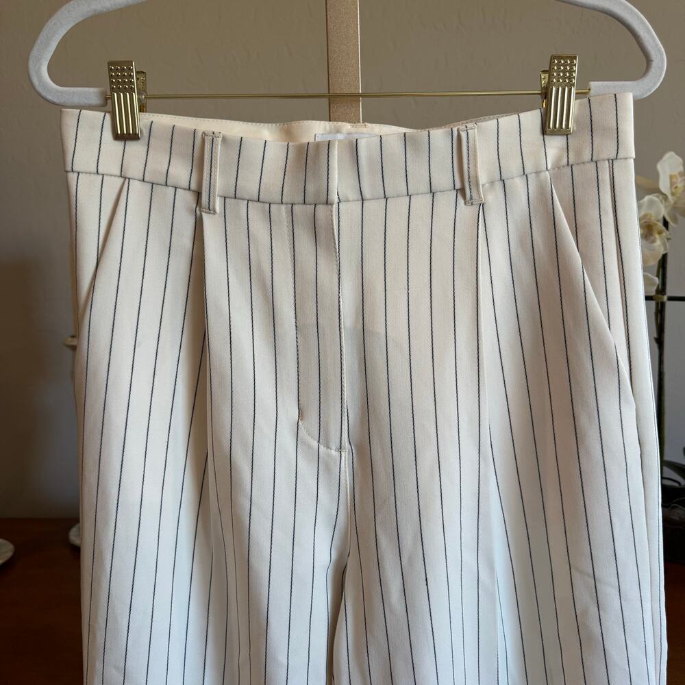 Pistola Pinstripe Pleated High Waist Tapered Pants Cream 26 NWOT - Picture 2 of 5